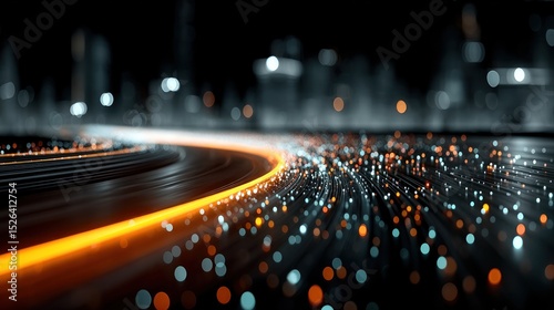 Wallpaper Mural Abstract glowing light streak with blurred city background suggesting speed or connection. Torontodigital.ca