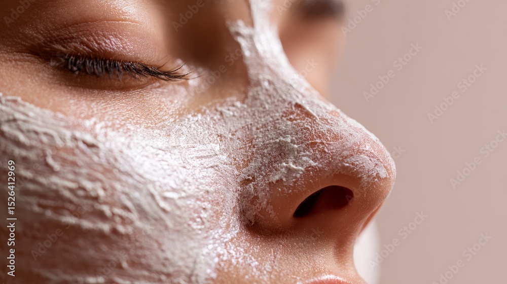Fototapeta premium Clay face mask application on smooth skin