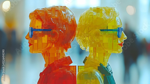 Abstract 3D Sculpture of Two Women