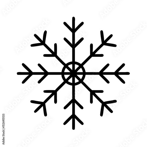 Snowflake vector icon in black outline style