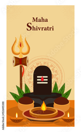Maha Shivratri Vector Story & Poster Templates - Shiva Lingam & Puja Illustrations-04
