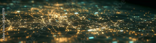 Complex network of illuminated connections creates a captivating visual display reflecting digital communication at night