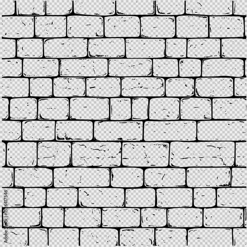 Seamless white brick wall pattern with clean black lines on a solid white background, featuring minimal line art and flat, uniform shapes for use in design, print, or architectural mockups.