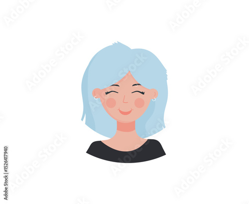 Vector avatar with a happy woman. Girl icon. Portrait. Vector flat illustration