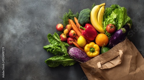 Healthy Food Variety Filled in Shopping Paper Bag
