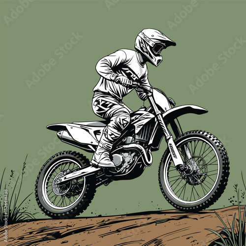 comic book style motocross illustration