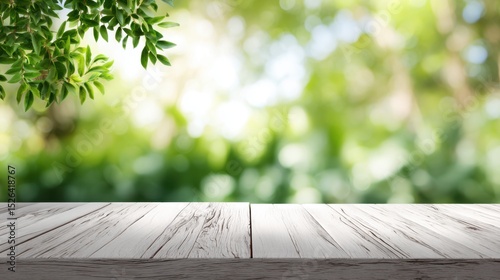 Springtime Serenity A White Wooden Table and Foliage