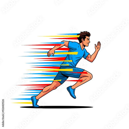Dynamic Male Sprinter with Motion Blur Effect