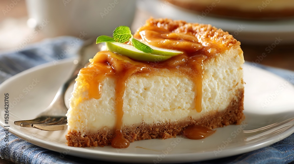 Decadent Cheesecake with Caramel Drizzle and Apple Slices Decadent Cheesecake with Caramel Drizzle and Apple Slices