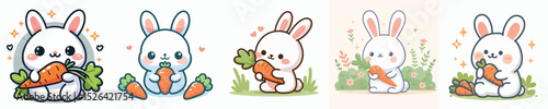 cute rabbit vector eating carrot