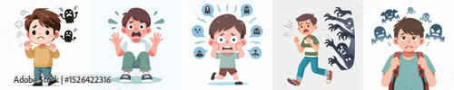 vector character boy expression fear