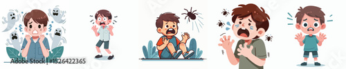 vector character boy expression fear