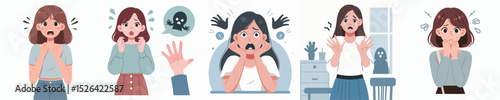 scared expression woman character vector