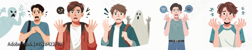 male character vector expression of fear