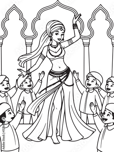 Belly Dancer Performing for Children