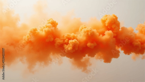 "Design a visually striking image of a burst of intensely colored orange smoke, captured mid-expansion with soft, diffused edges."