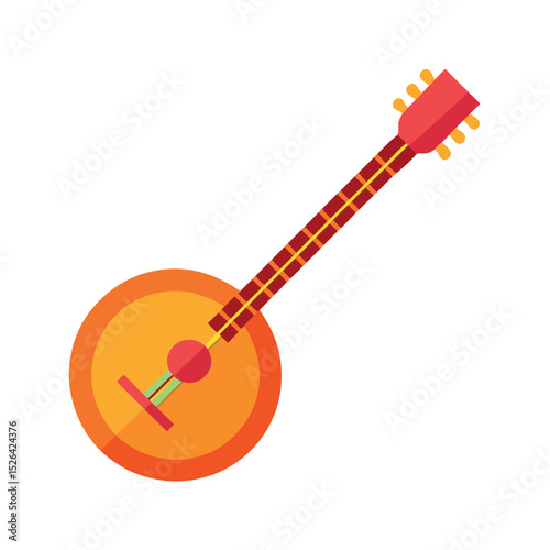 Banjo Instrument Vector on White Background