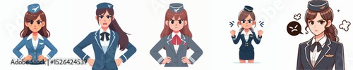 angry expression flight attendant character vector