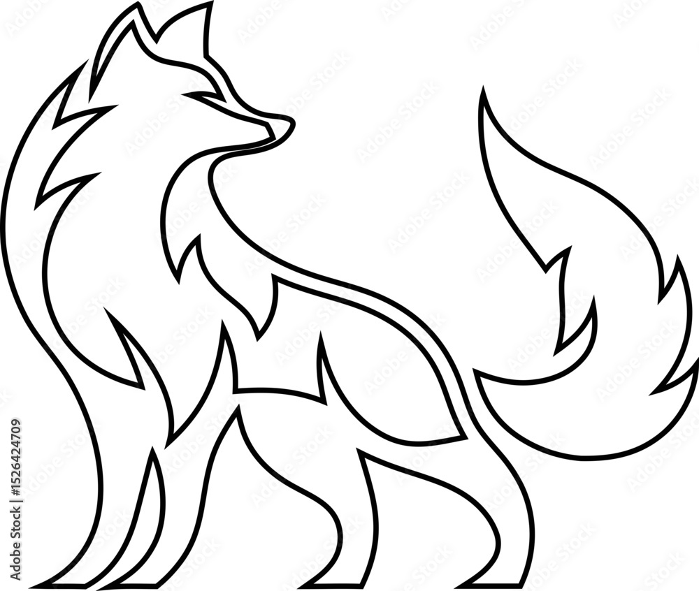 Elegant animal icon featuring a wolf, fox, in line vector style Elegant animal icon featuring a wolf, fox, in line vector style