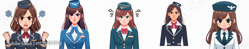 angry expression flight attendant character vector