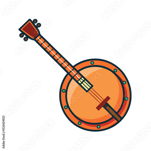 Realistic Banjo Vector Image on White