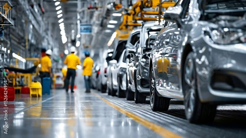 Wallpaper Mural Grey Cars on Assembly Line in Modern Factory Torontodigital.ca