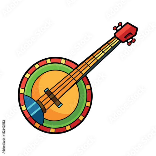 Banjo Musical Instrument Vector on White