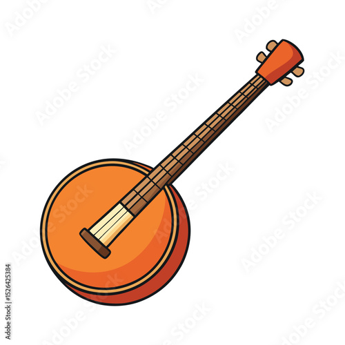 Banjo Clipart Illustration on White