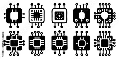 High quality circuit board icon set for design projects