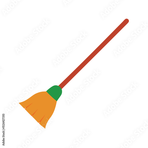 Household Broom Color Drawing on White