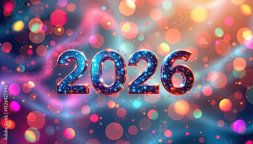 new year 2026 background with a blend of vivid colors and slight waviness, captured in 4k clarity.