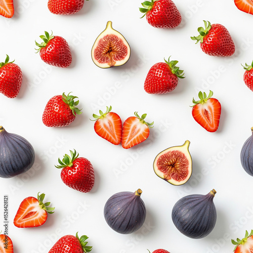 fraises et figues isolés sur un fond blanc