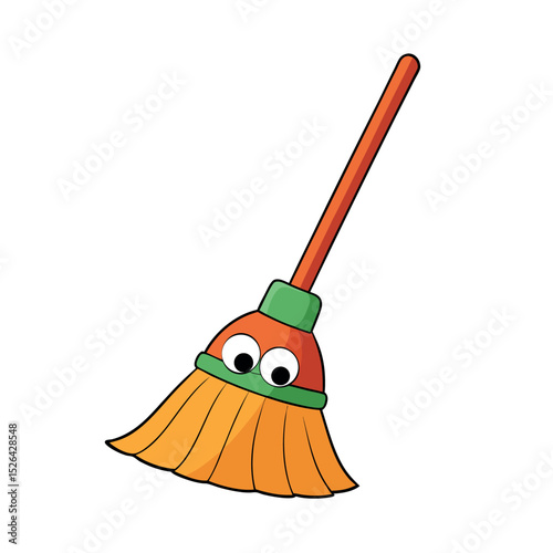 Clean Broom Icon Vector White Background