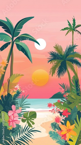Wallpaper Mural Sunset in the background trees sky illustration. Torontodigital.ca