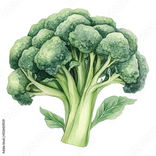 Broccoli, watercolor painting vector, high quality, isolated on a white background.