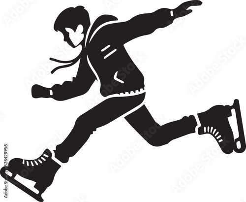 Silhouette of Winter Skater: Capturing the grace and momentum of a figure skater