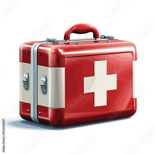 Professional First Aid Suitcase Stock Vector Illustration for Emergency Preparedness