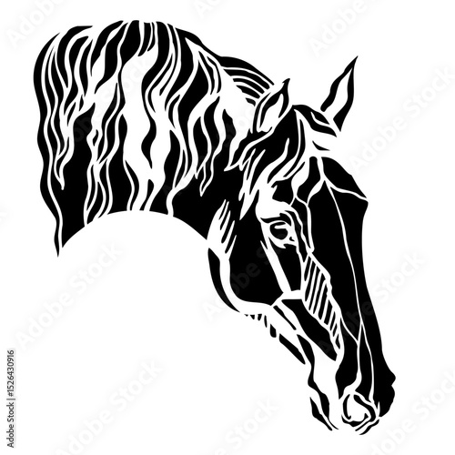 Black horse head in profile isolated vector illustration