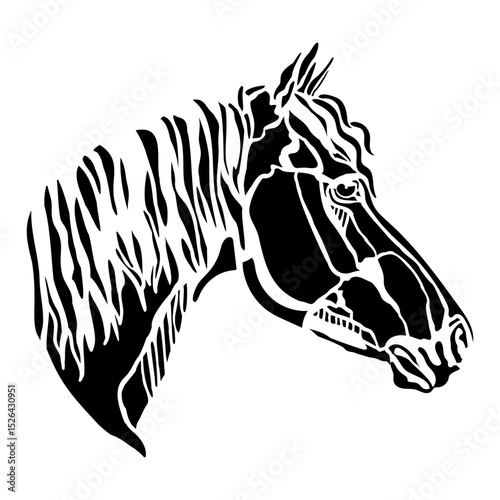 Vector horse head black silhouette isolated illustration