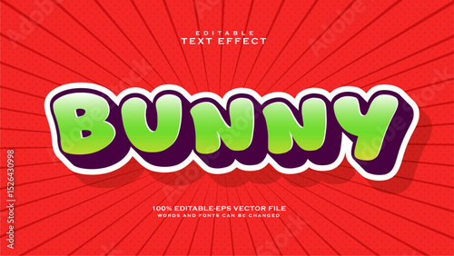 Cartoon editable text effect editable bunny and rabbit text style