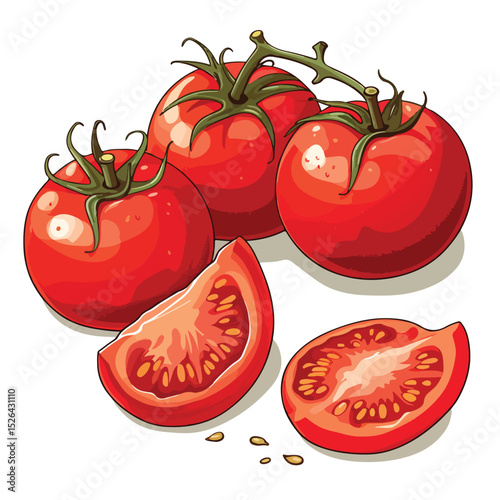 Vibrant Fresh Tomato Vegetable Stock Vector Illustration for Culinary Usage