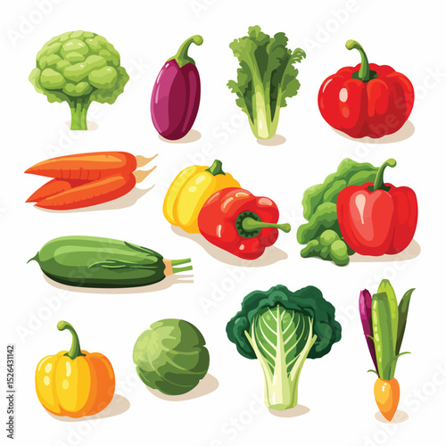 Fresh Vegetable Healthy Icon Isolated Vector for Nutritional Blogs and Cooking Websites