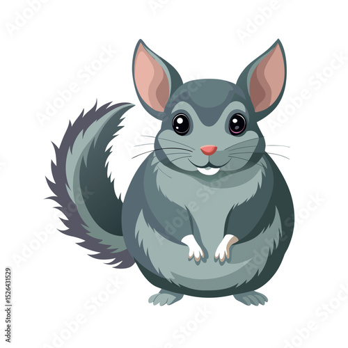 Stylish Chinchilla Graphic Design in Color on White