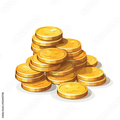 Professional Vector Illustration of Isolated Golden Coins Icon on White Background