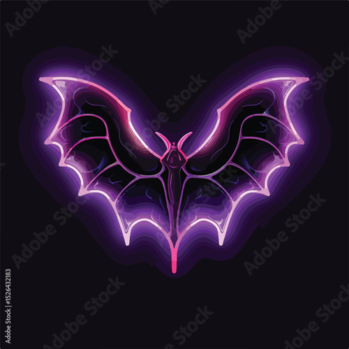 Professional Halloween Bat Neon Light Vector Illustration for Icons and Designs
