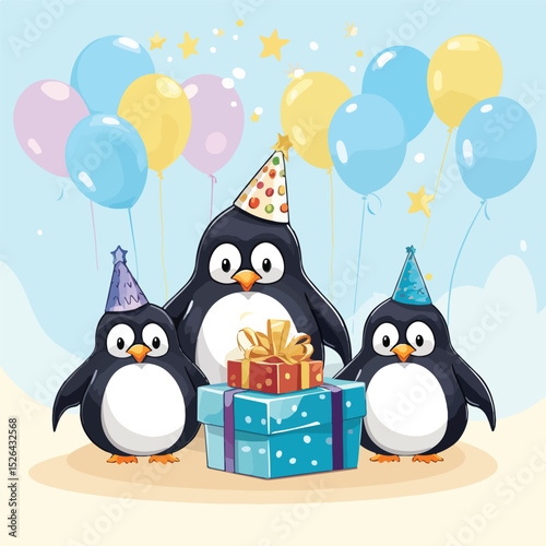 Colorful Happy Birthday Kids Card with Cute Vector Illustration for Celebrating Children's Birthdays