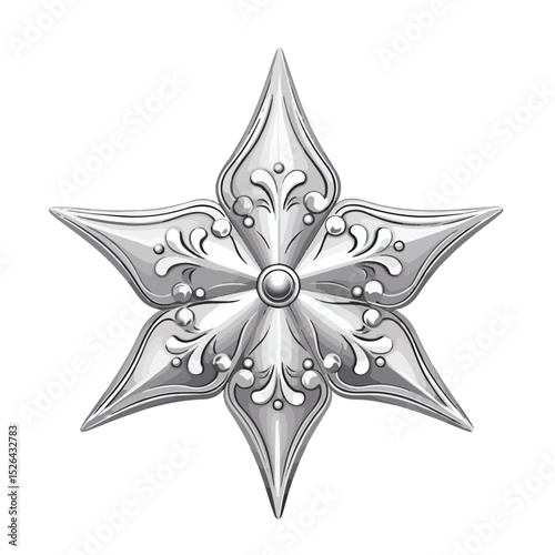 Silver Star Decorative Icon for Merry Christmas Celebration, Festive Holiday Ornament Design
