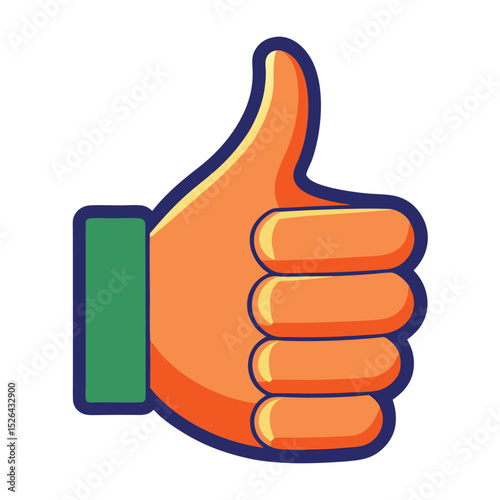 Thumbs up hand gesture graphic design element isolated on white background