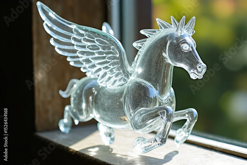 White horse statue, an isolated mythological animal sculpture or figurine