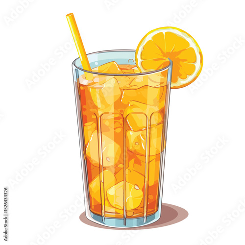Fresh Juice Glass Cup Vector Illustration for Beverage Advertisement Campaigns